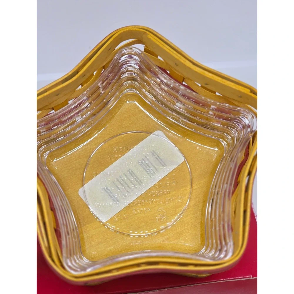 VTG Longaberger Tree Trimming Twinkle‎ Twinkle Basket Star Yellow Red Woven 2001